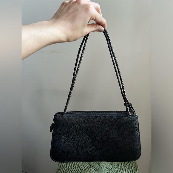 BRIGHTON Black Brown Croc Embossed Leather Small Clutch Wristlet Size Purse - Picture 9 of 13